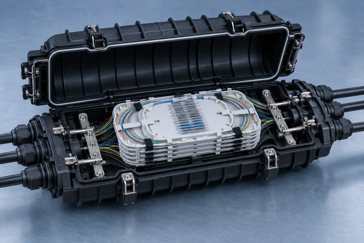 Fiber splice closure for outdoor adapter positions
